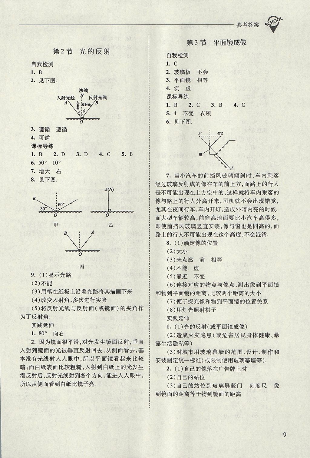 2017年新課程問題解決導(dǎo)學(xué)方案八年級物理上冊人教版 參考答案第9頁