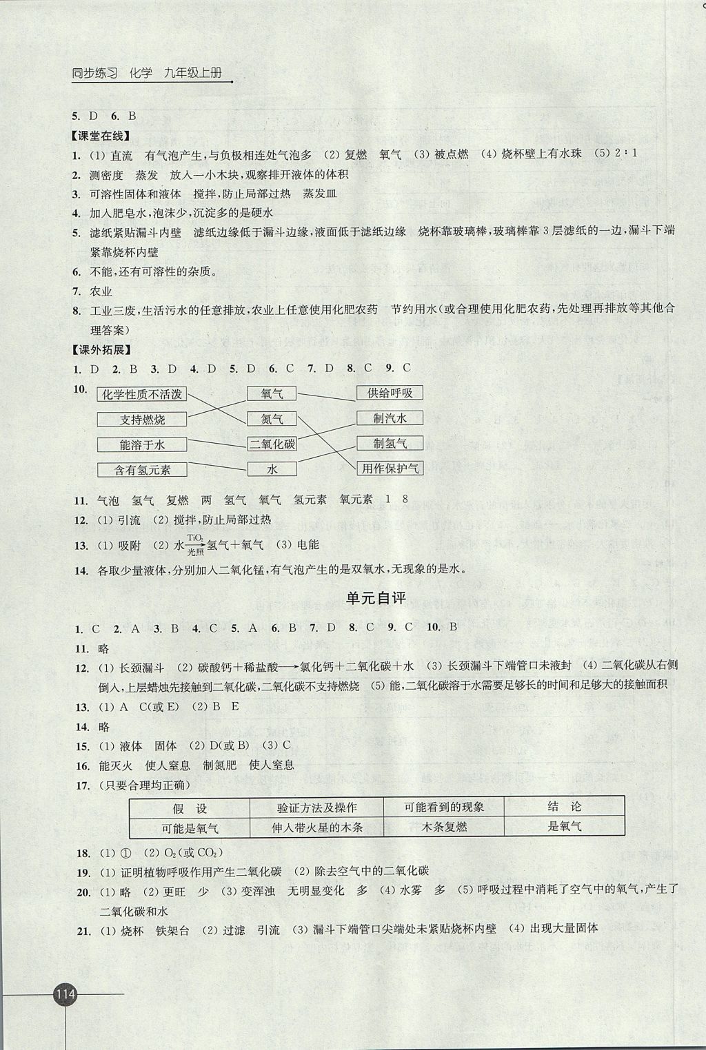 2017年同步練習九年級化學上冊滬教版江蘇鳳凰科學技術出版社 參考答案第6頁