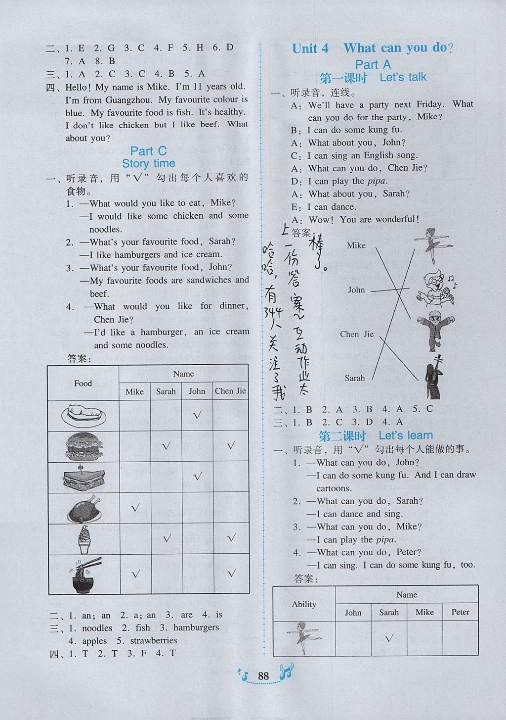 2017年百年學(xué)典課時(shí)學(xué)練測(cè)五年級(jí)英語(yǔ)上冊(cè)人教PEP版 參考答案第6頁(yè)