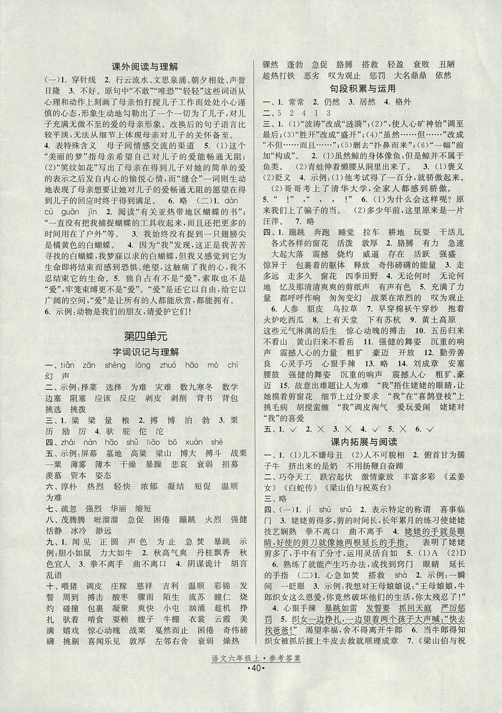 2017年壹學(xué)教育拉網(wǎng)提優(yōu)小卷六年級(jí)語(yǔ)文上冊(cè) 參考答案第4頁(yè)