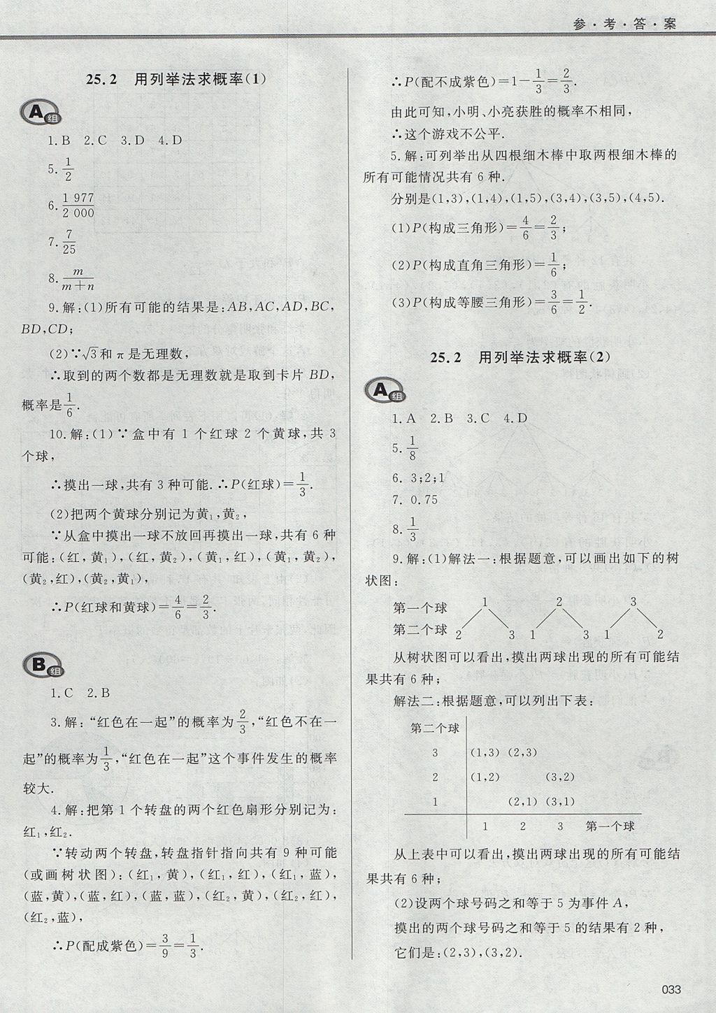 2017年學(xué)習(xí)質(zhì)量監(jiān)測(cè)九年級(jí)數(shù)學(xué)上冊(cè)人教版 參考答案第33頁(yè)