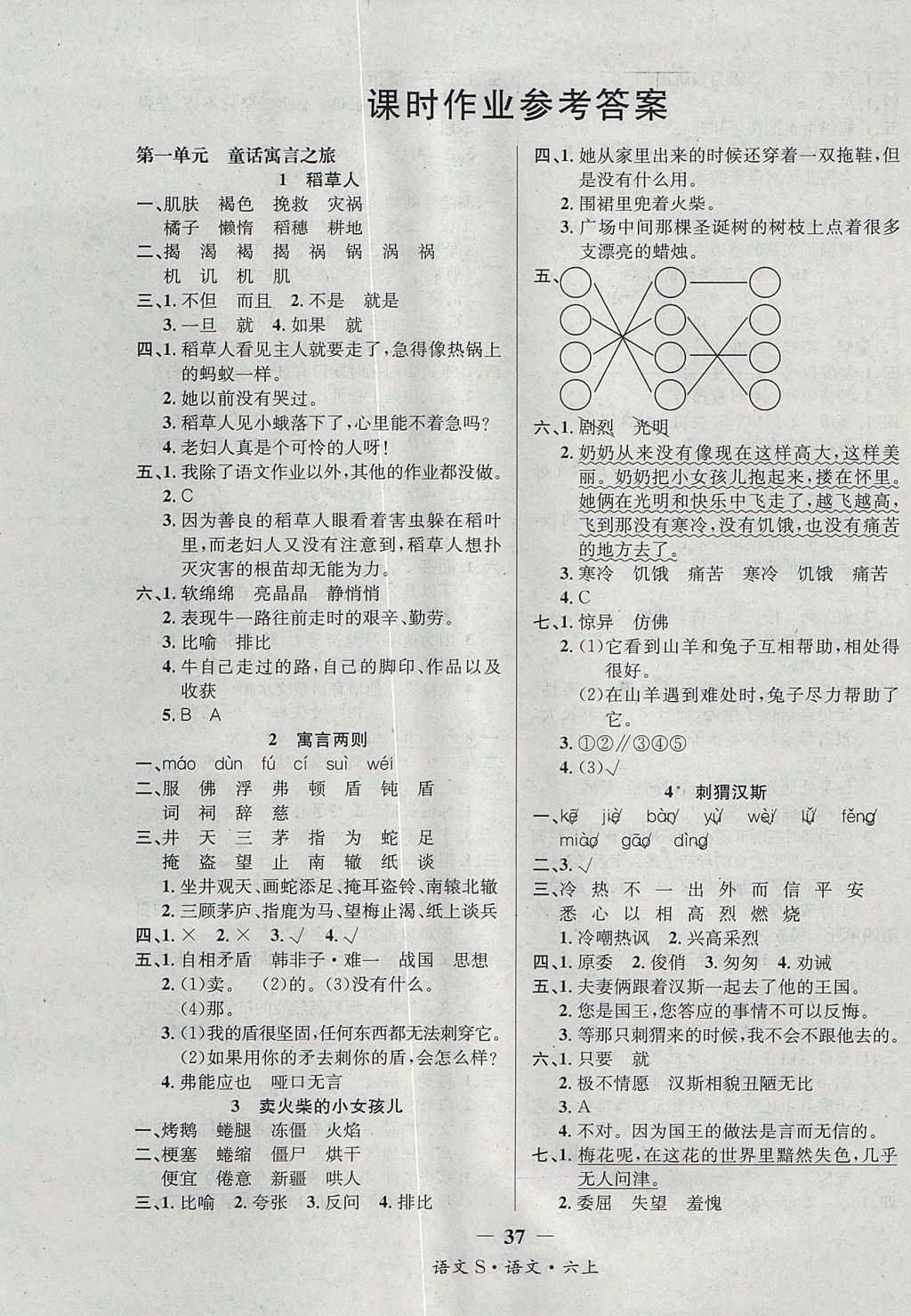 2017年課內(nèi)課外六年級(jí)語文上冊(cè)語文S版 參考答案第1頁