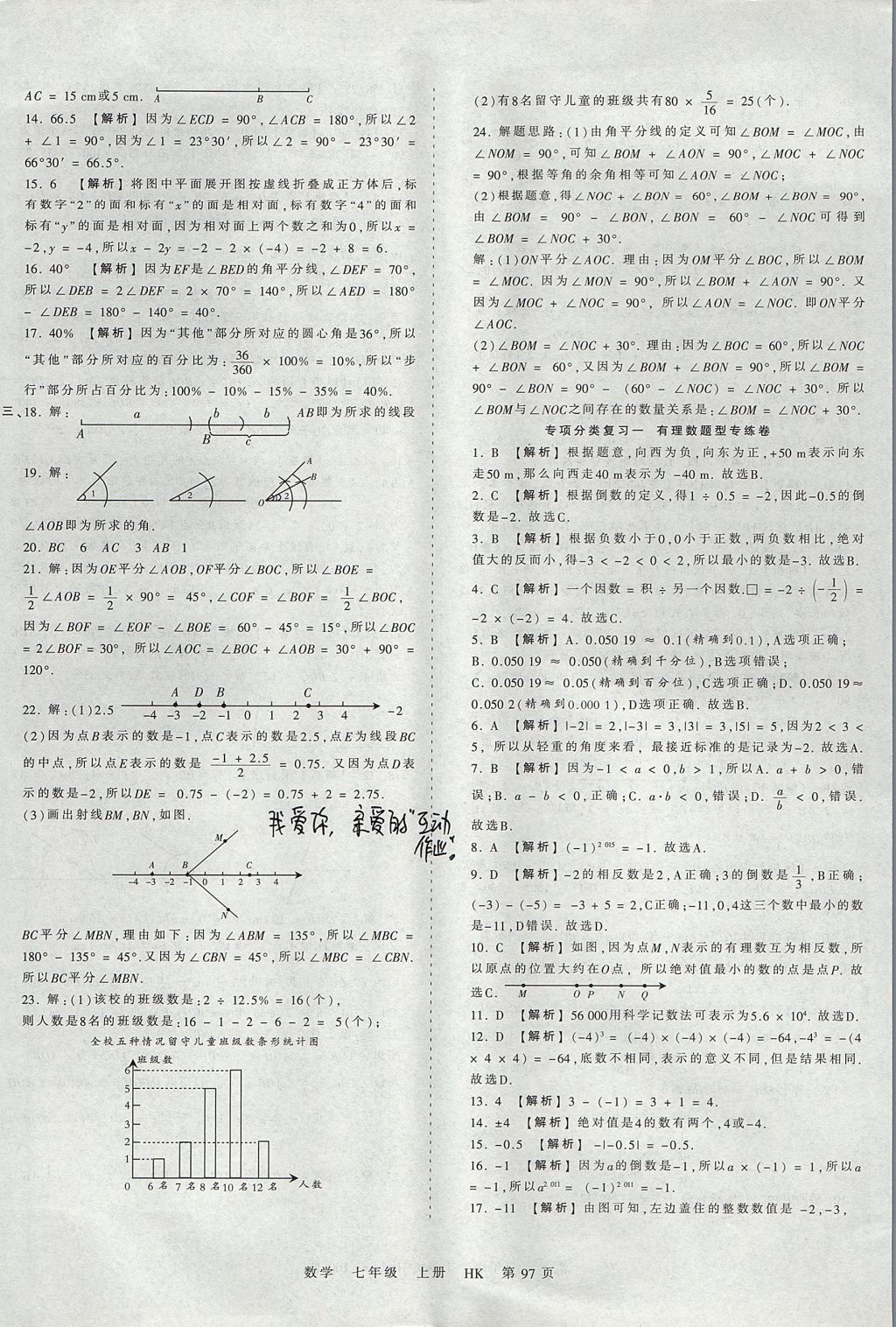 2017年王朝霞考點梳理時習(xí)卷七年級數(shù)學(xué)上冊滬科版 參考答案第13頁