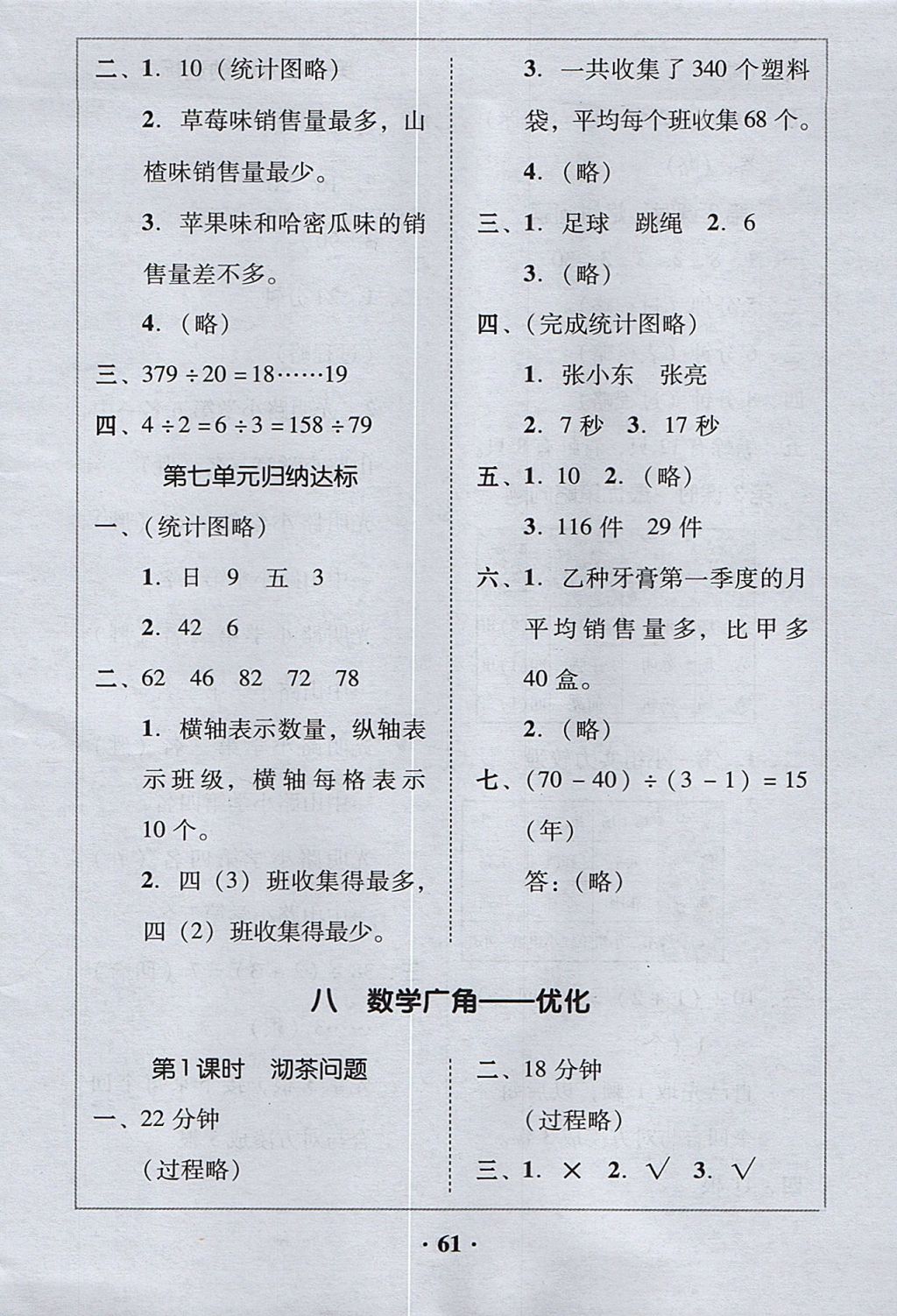 2017年家校導學四年級數學上冊 參考答案第21頁