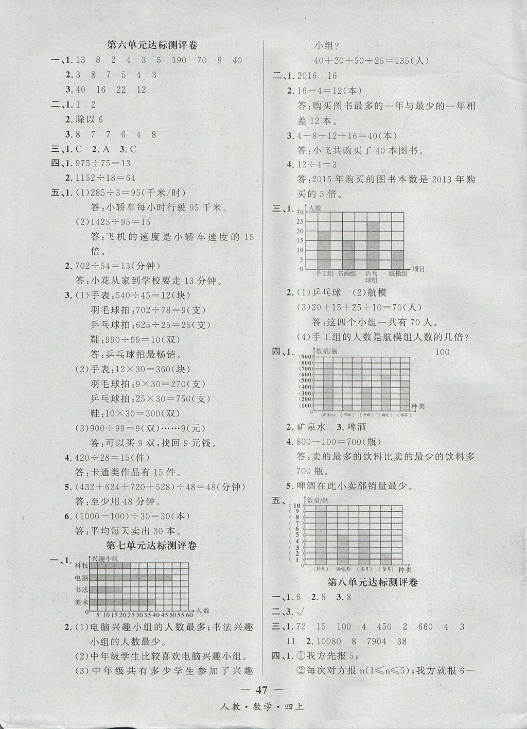 2017年課內(nèi)課外四年級數(shù)學(xué)上冊人教版 測評卷答案第13頁