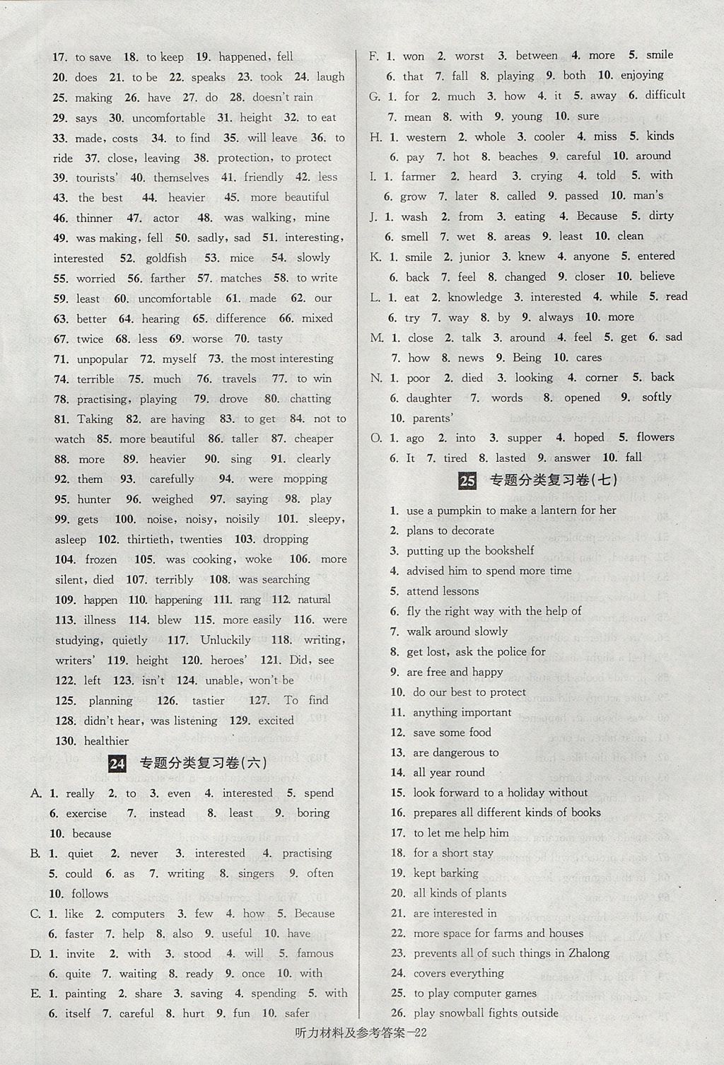 2017年搶先起跑大試卷八年級英語上冊江蘇版 參考答案第22頁