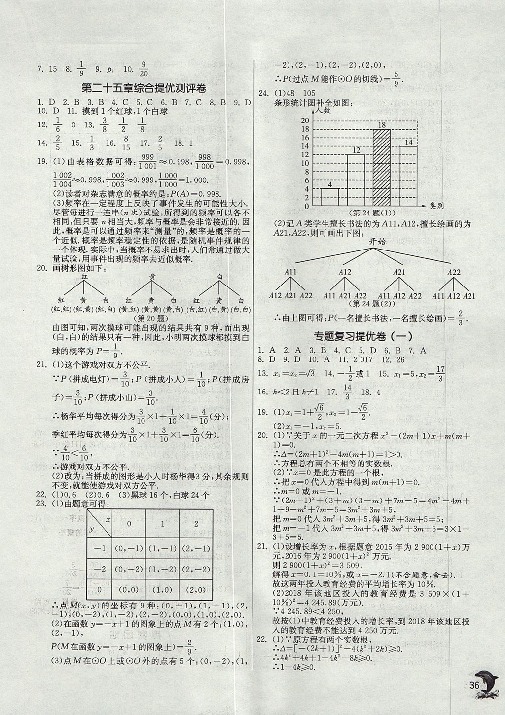 2017年實驗班提優(yōu)訓(xùn)練九年級數(shù)學(xué)上冊天津?qū)０?nbsp;參考答案第36頁