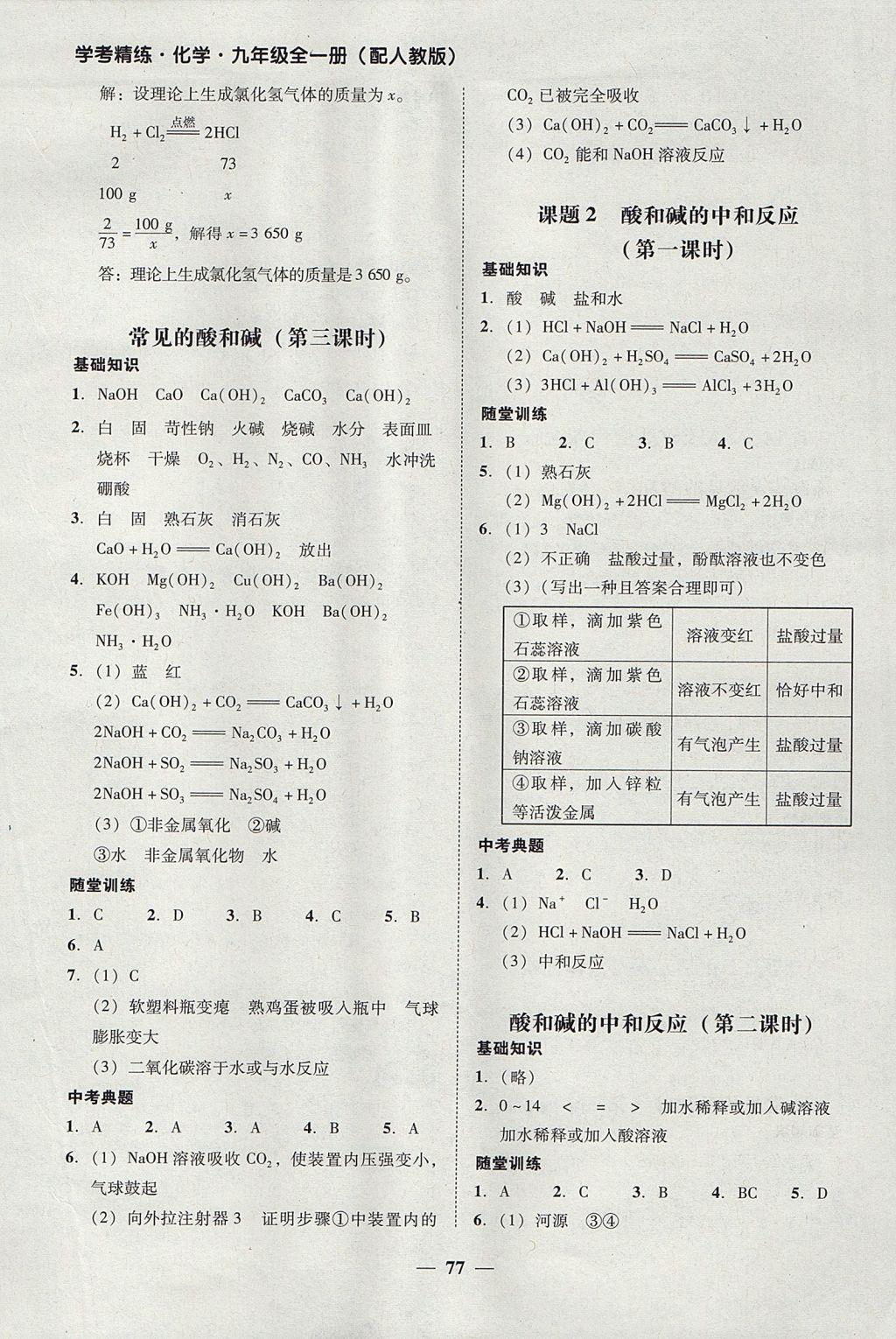 2017年南粵學(xué)典學(xué)考精練九年級(jí)化學(xué)全一冊(cè)人教版 參考答案第35頁