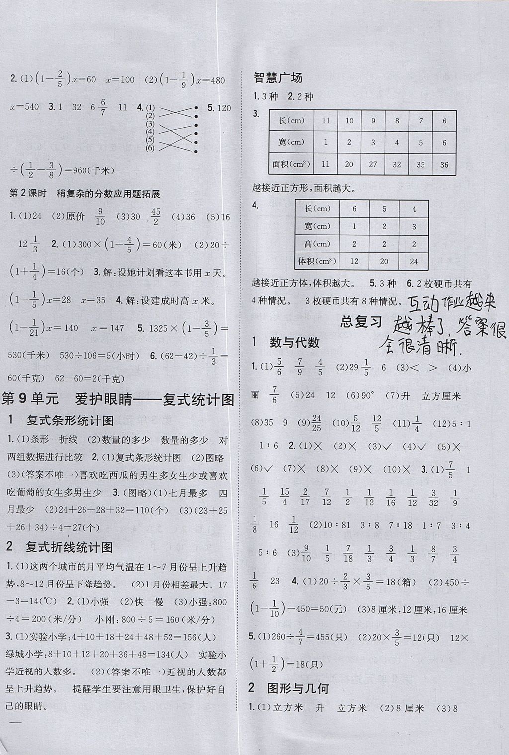 2017年全科王同步课时练习五年级数学上册青岛版五四制 参考答案第6页