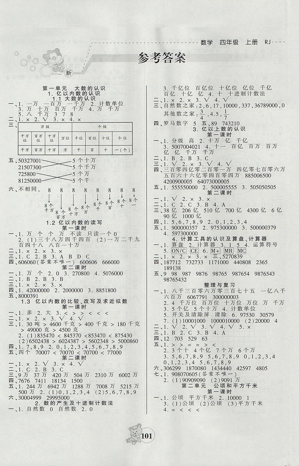 2017年創(chuàng)維新課堂四年級(jí)數(shù)學(xué)上冊(cè)人教版 參考答案第1頁(yè)