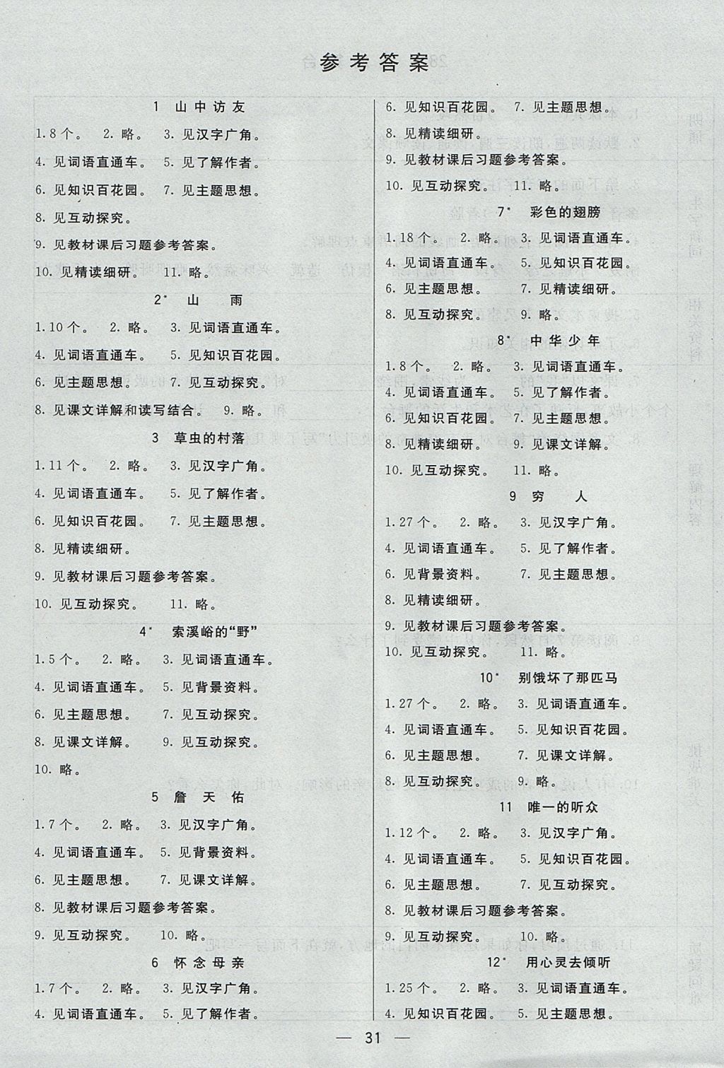 2017年五E課堂六年級語文上冊人教版 預(yù)習卡答案第13頁