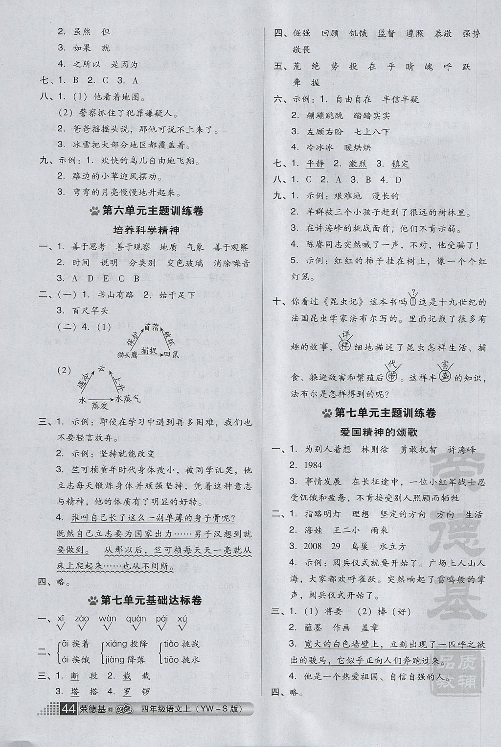 2017年好卷四年級語文上冊語文S版 小卷答案第8頁