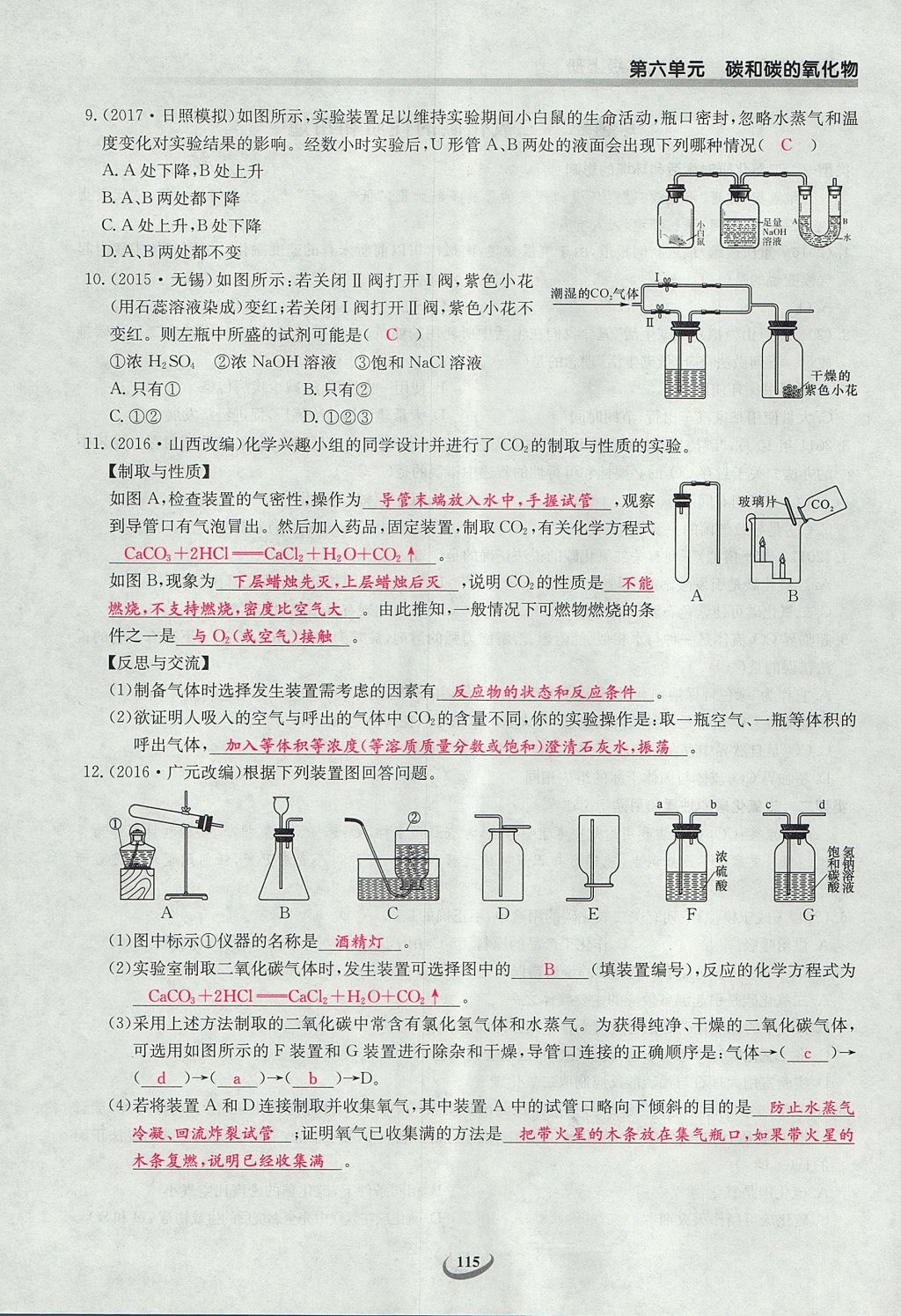 2017年乐学课堂课时学讲练九年级化学上册人教版 第六单元 碳和碳的氧化物第113页