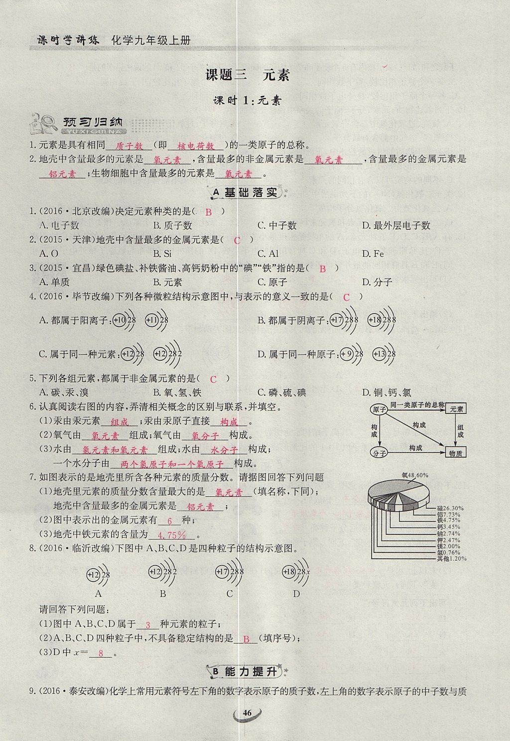 2017年乐学课堂课时学讲练九年级化学上册人教版 第三单元 物质构成的奥秘第54页