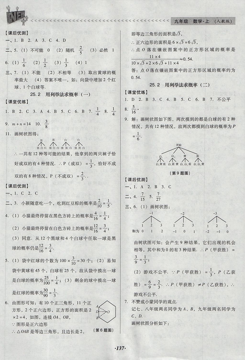 2017年全优点练课计划九年级数学上册人教版 参考答案第21页