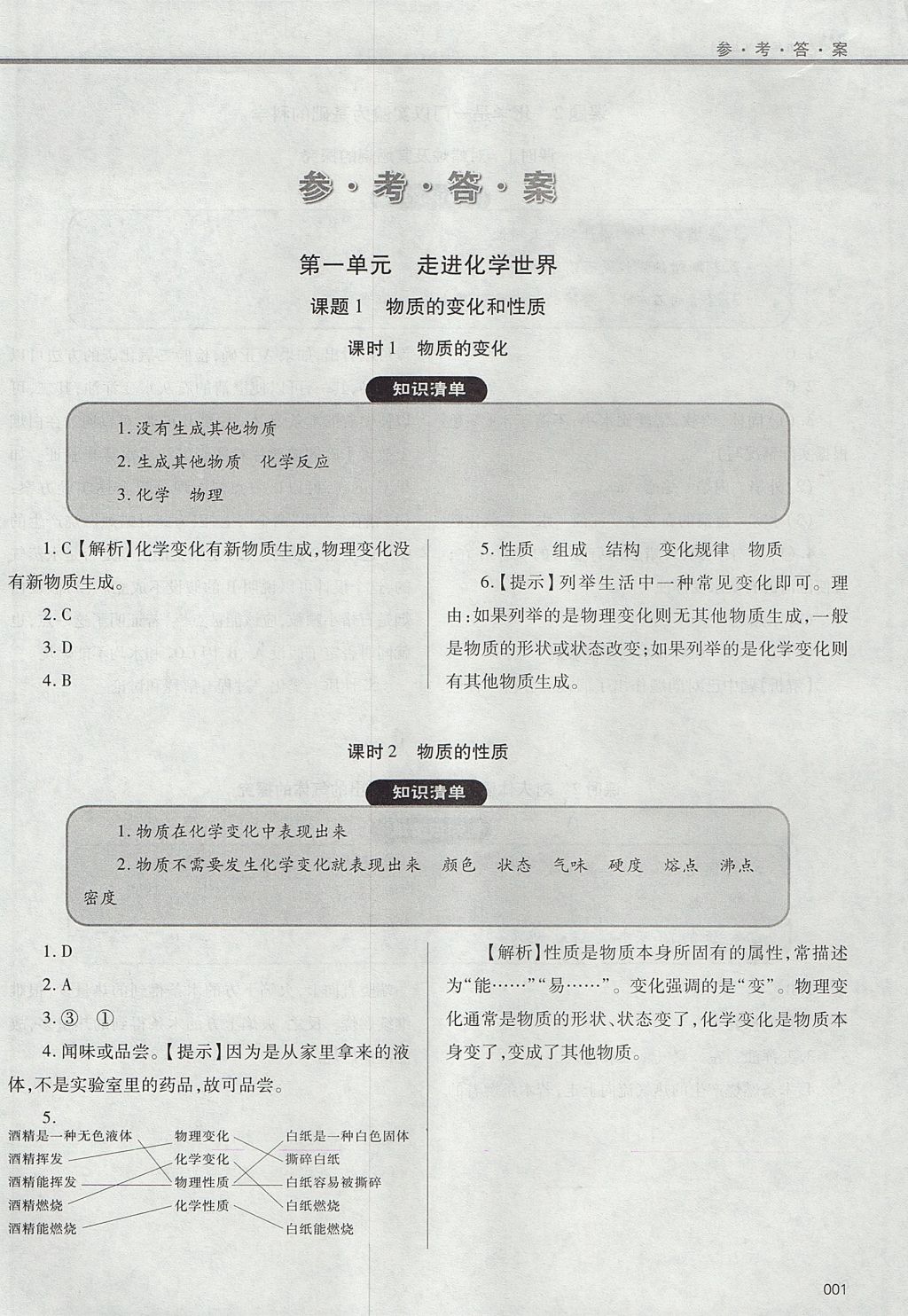 2017年學習質(zhì)量監(jiān)測九年級化學上冊人教版 參考答案第1頁