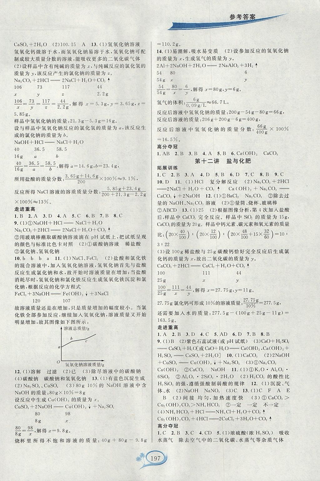 2017年走進重高培優(yōu)講義九年級化學全一冊人教版雙色版 參考答案第4頁