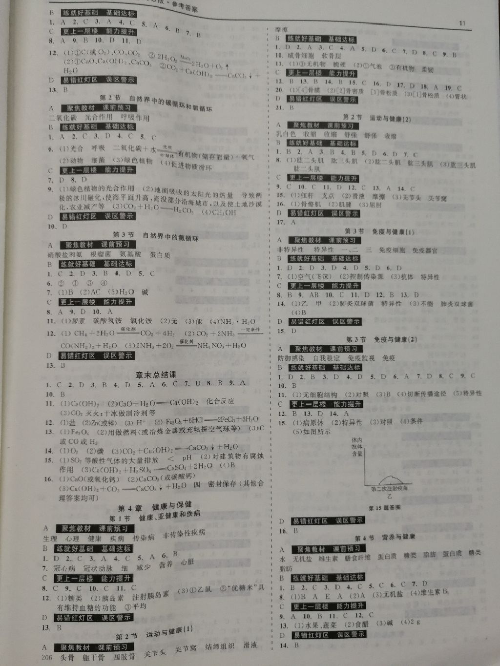 2017年精彩练习就练这一本九年级科学全一册华师大版 参考答案