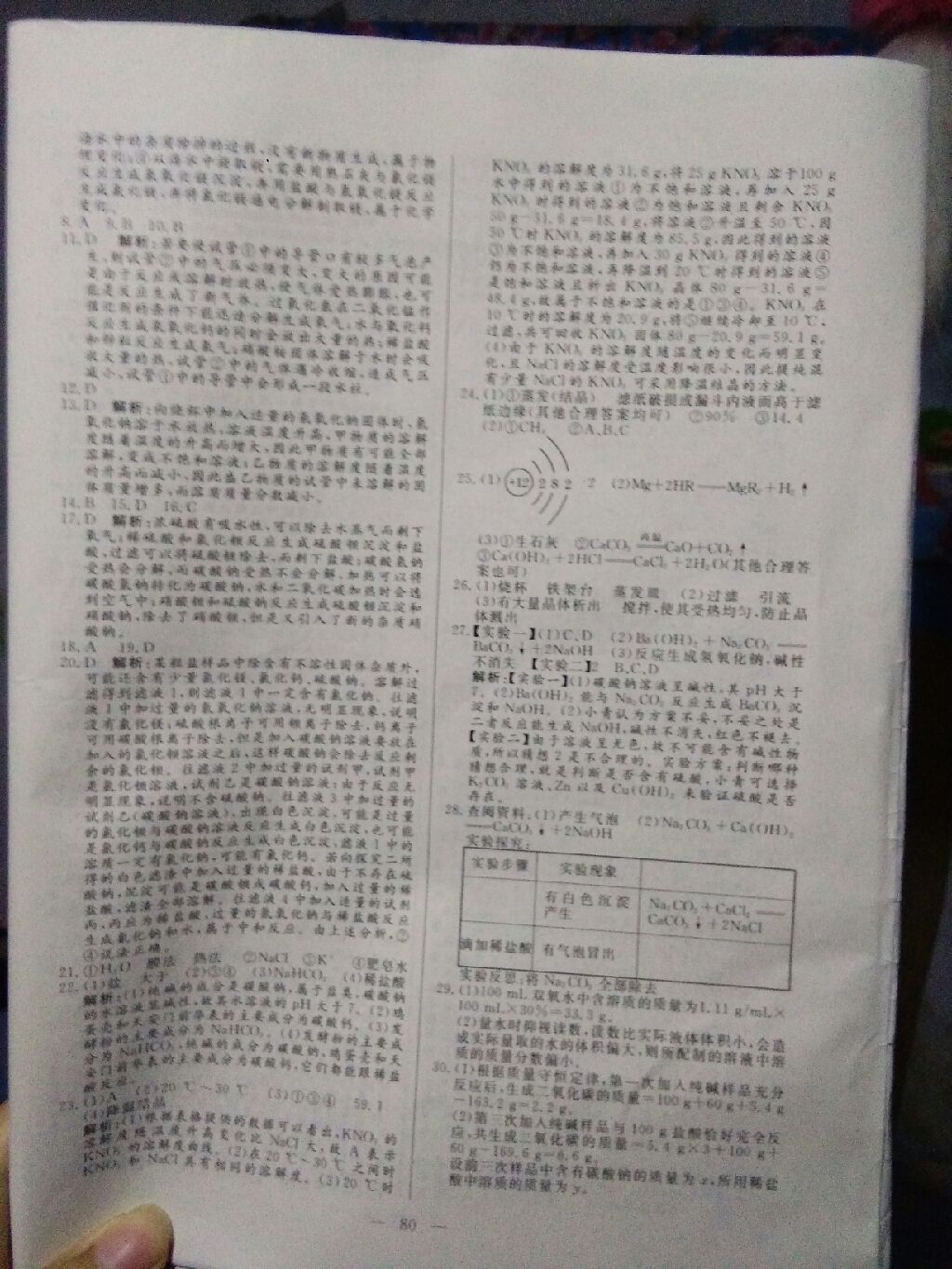 2017年單元提優(yōu)測(cè)試卷九年級(jí)化學(xué)上冊(cè)魯教版五四制 參考答案