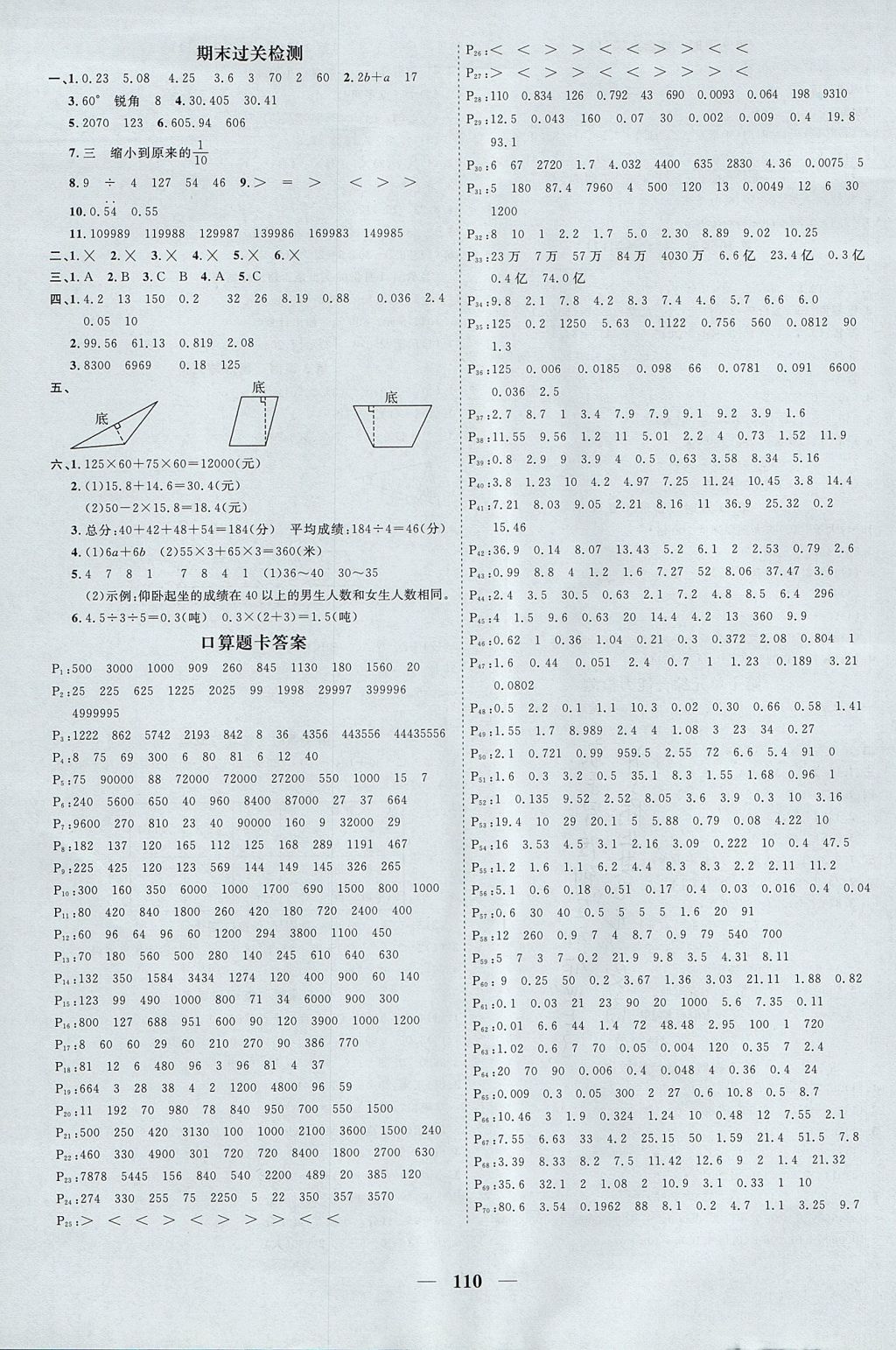 2017年阳光同学课时优化作业四年级数学上册青岛版五四制山东专版 参考答案第12页