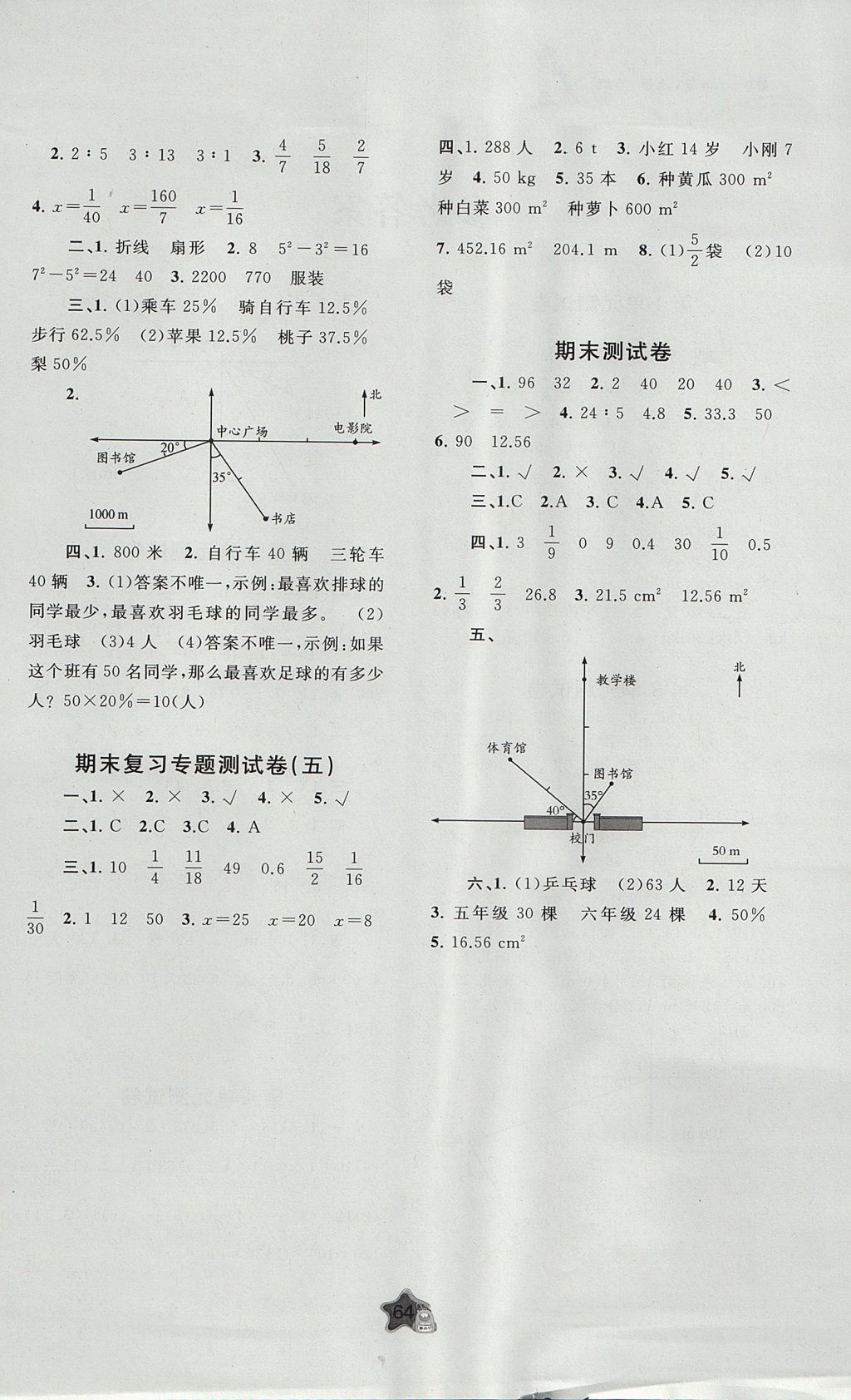 2017年新課程學(xué)習(xí)與測評單元雙測六年級數(shù)學(xué)上冊A版 參考答案第4頁