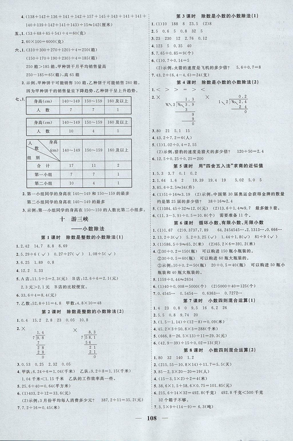 2017年阳光同学课时优化作业四年级数学上册青岛版五四制山东专版 参考答案第10页