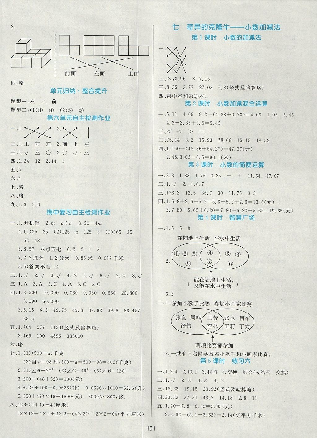 2017年黃岡名師天天練四年級數(shù)學(xué)上冊青島版五四制 參考答案第5頁