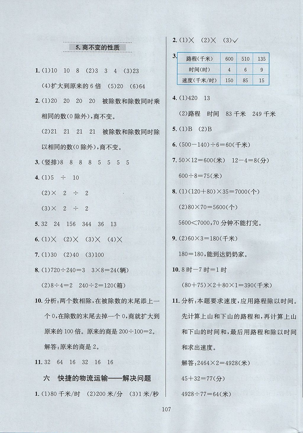 2017年小學(xué)教材全練四年級數(shù)學(xué)上冊青島版六三制 參考答案第11頁