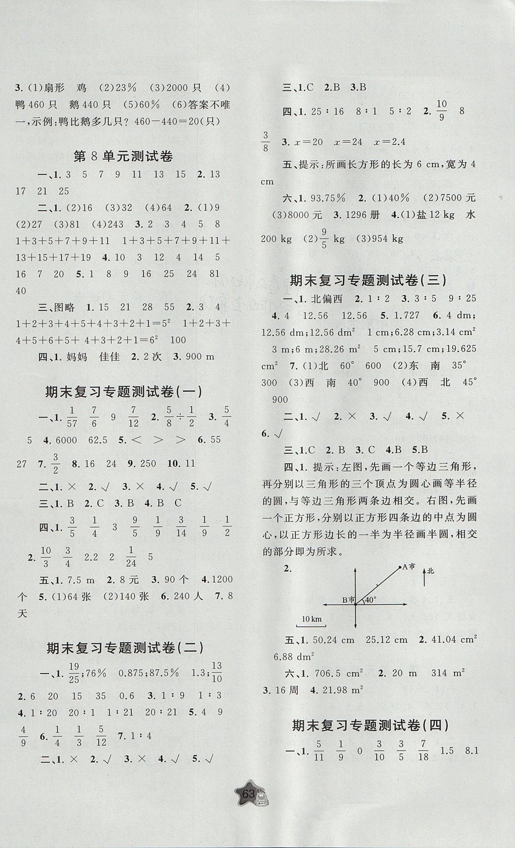 2017年新課程學(xué)習(xí)與測評單元雙測六年級數(shù)學(xué)上冊A版 參考答案第3頁