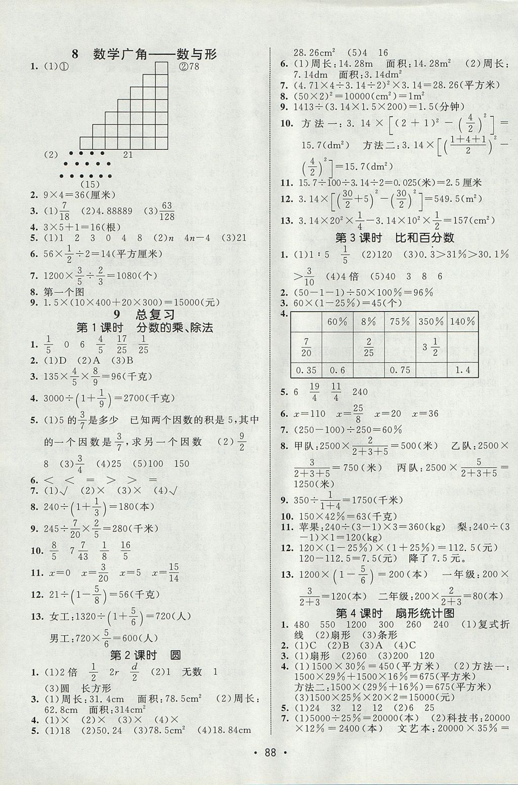 2017年同行課課100分過關(guān)作業(yè)六年級(jí)數(shù)學(xué)上冊(cè)人教版 參考答案第6頁