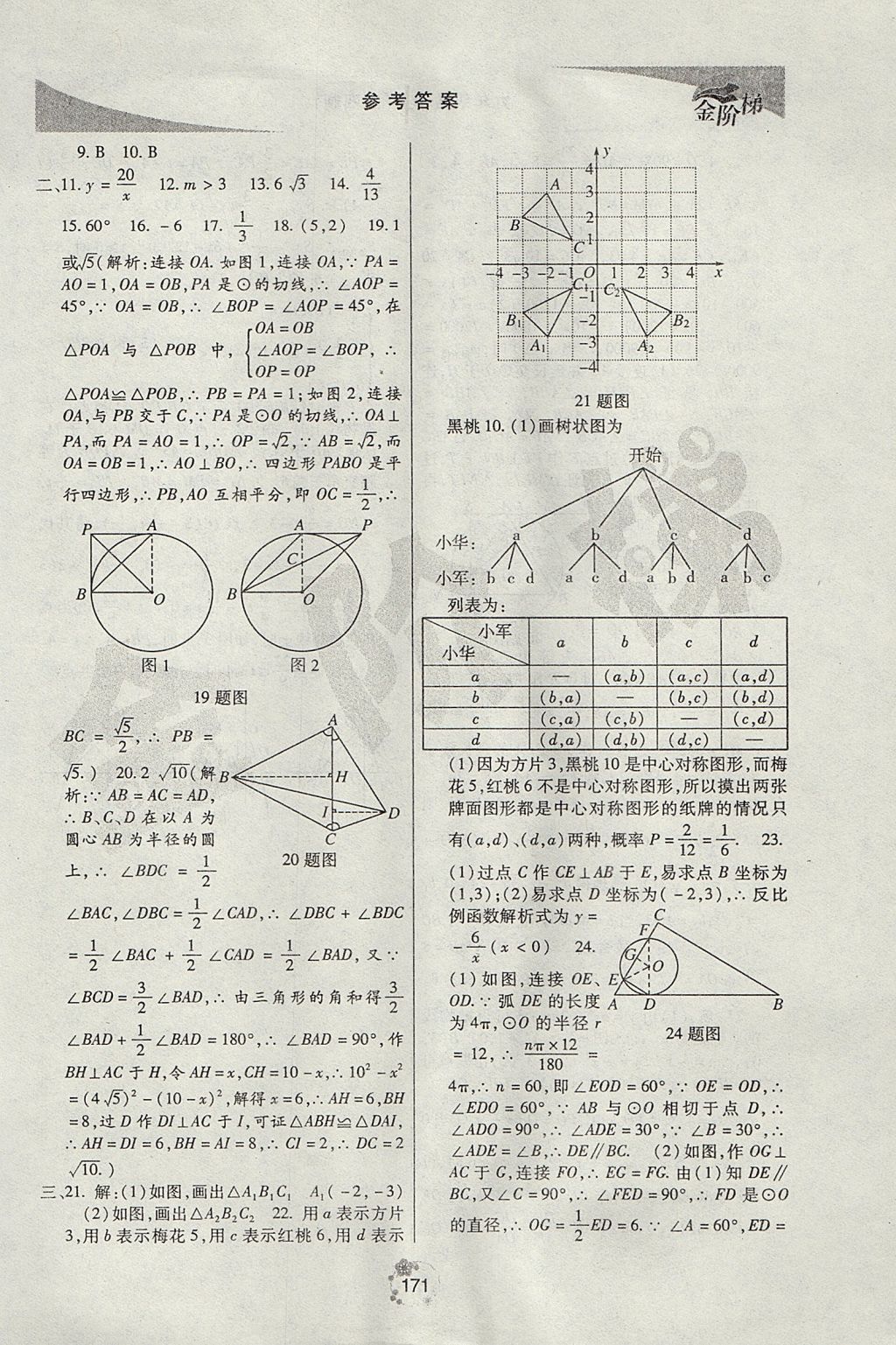 2017年金階梯課課練單元測(cè)九年級(jí)數(shù)學(xué)上冊(cè) 參考答案第31頁(yè)