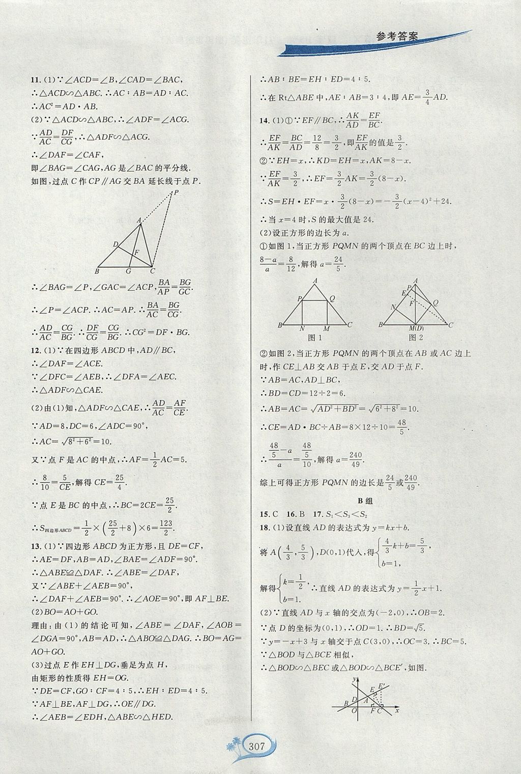 2017年走進(jìn)重高培優(yōu)講義九年級(jí)數(shù)學(xué)全一冊(cè)華師大版雙色版 參考答案第9頁(yè)