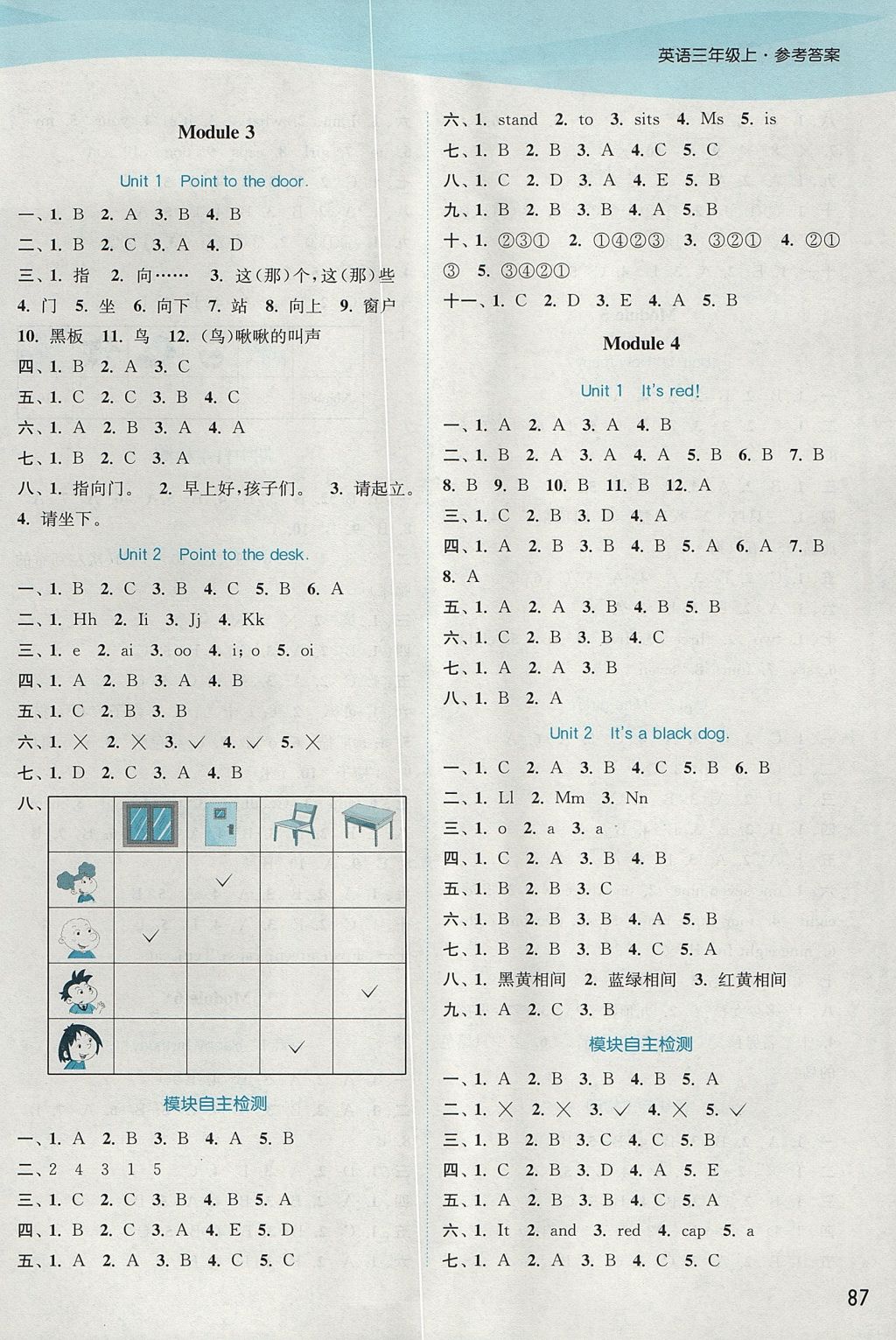 2017年通城学典课时作业本三年级英语上册外研版 参考答案第7页