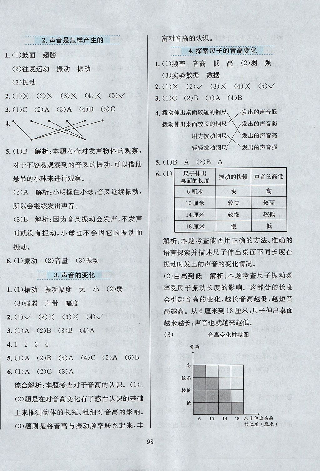 2017年小學(xué)教材全練四年級科學(xué)上冊教科版 參考答案第10頁