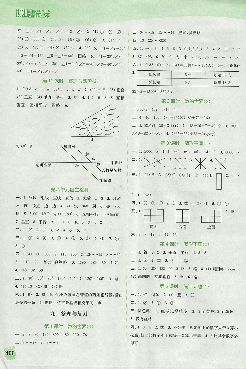 2017年通城學典課時作業(yè)本四年級數(shù)學上冊江蘇版 參考答案第8頁