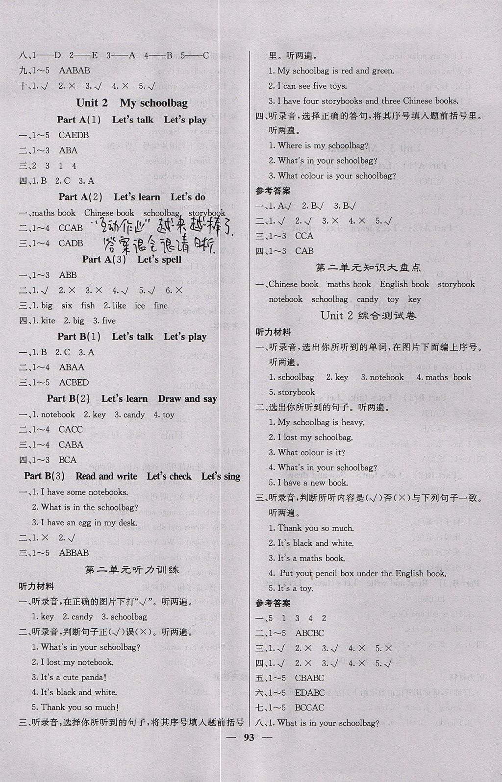 2017年課堂點(diǎn)睛四年級(jí)英語(yǔ)上冊(cè)人教版 參考答案第2頁(yè)