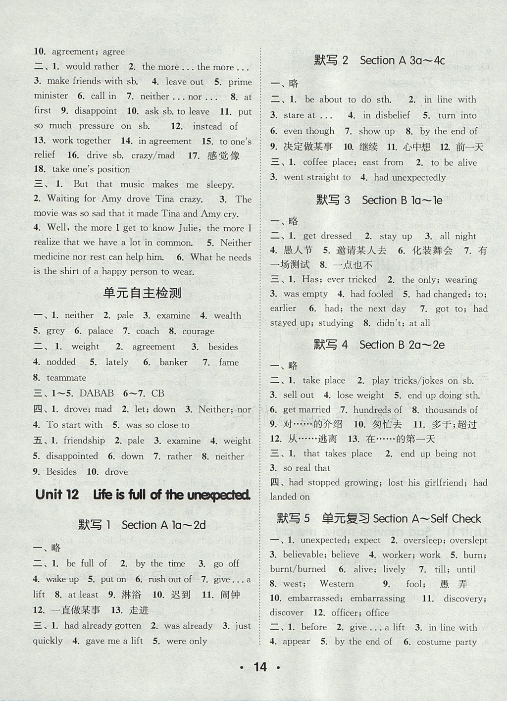 2017年通城學典初中英語默寫能手九年級全一冊人教版 參考答案第14頁