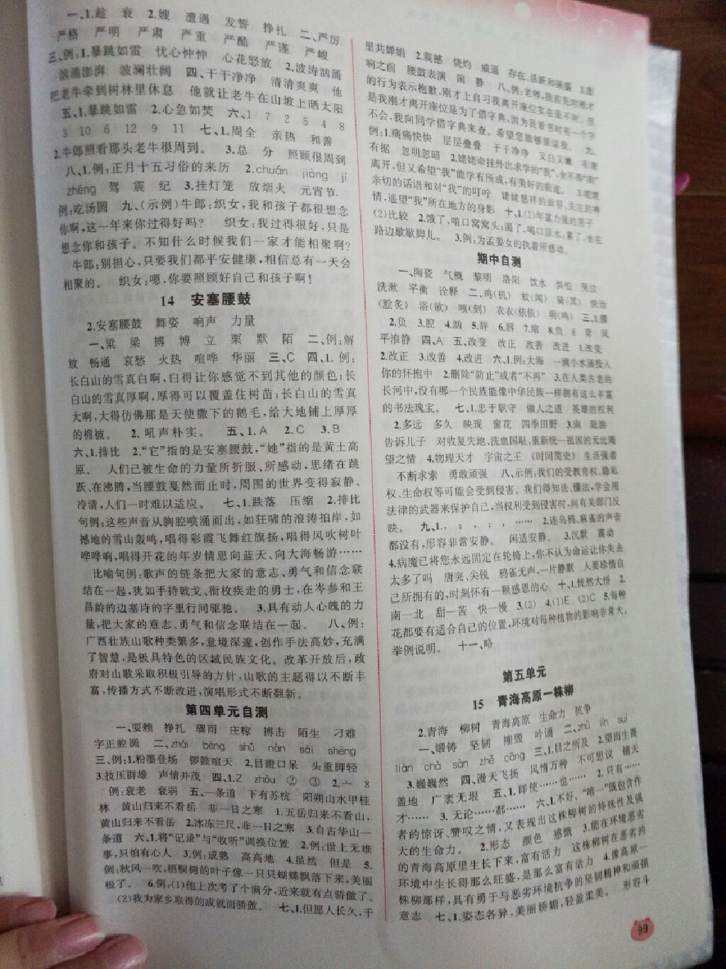 2017年新課程學習與測評同步學習六年級語文上冊蘇教版 參考答案