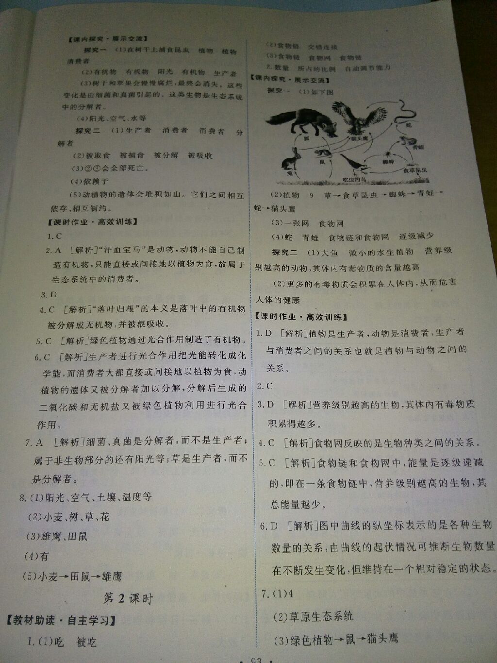 2017年能力培養(yǎng)與測試七年級生物學上冊人教版 參考答案第13頁