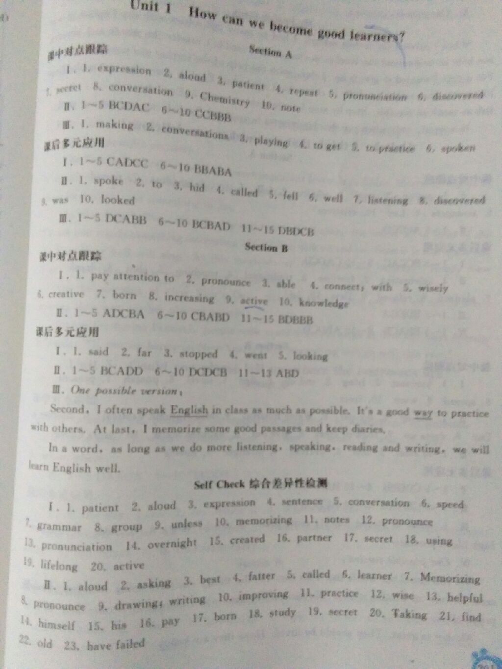 2017年同步轻松练习九年级英语全一册人教版 参考答案第1页