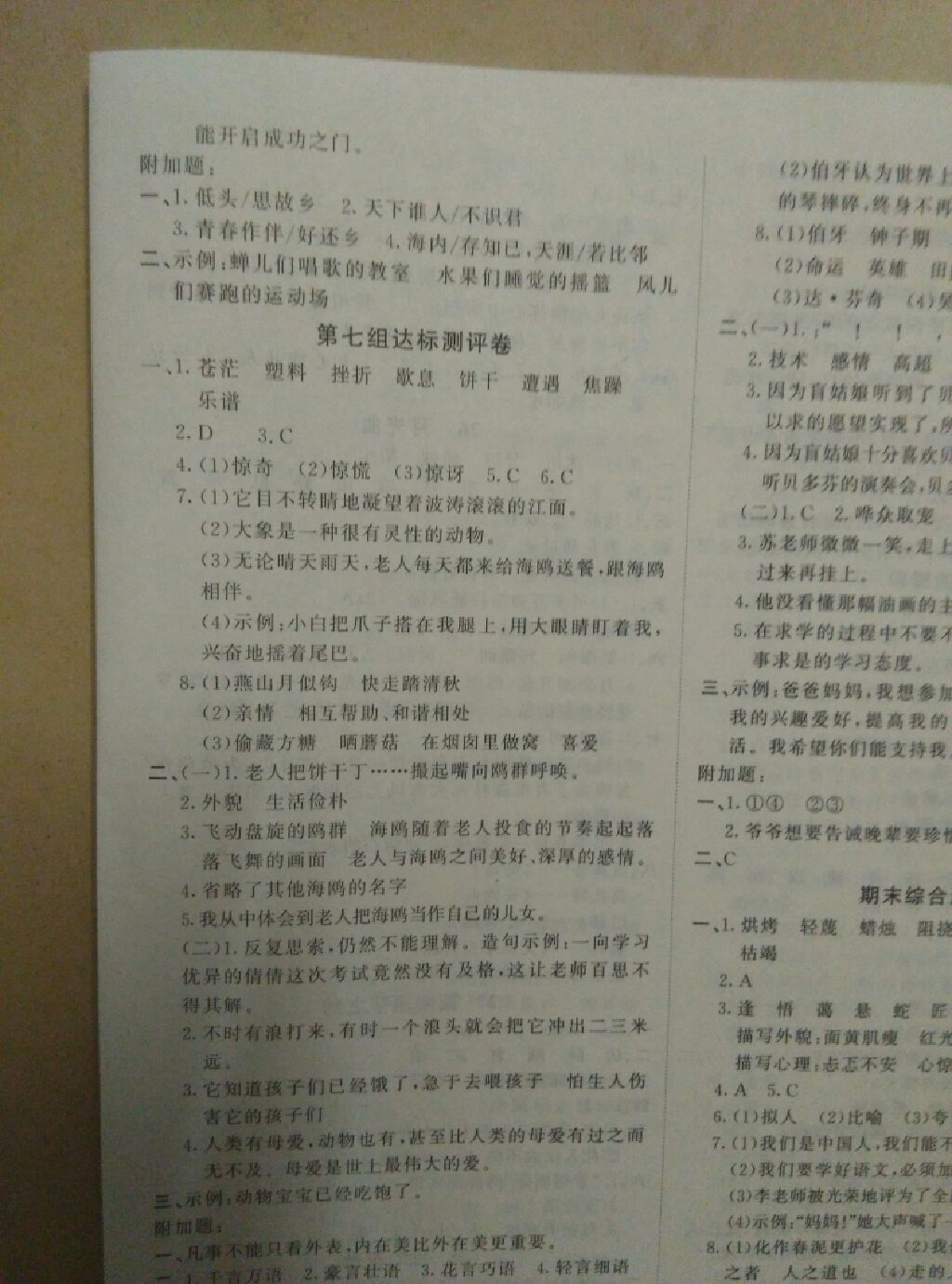 2017年原創(chuàng)新課堂六年級語文上冊人教版 參考答案第13頁