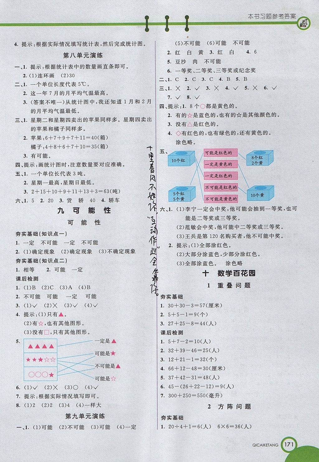 2017年七彩课堂四年级数学上册北京课改版 参考答案第7页