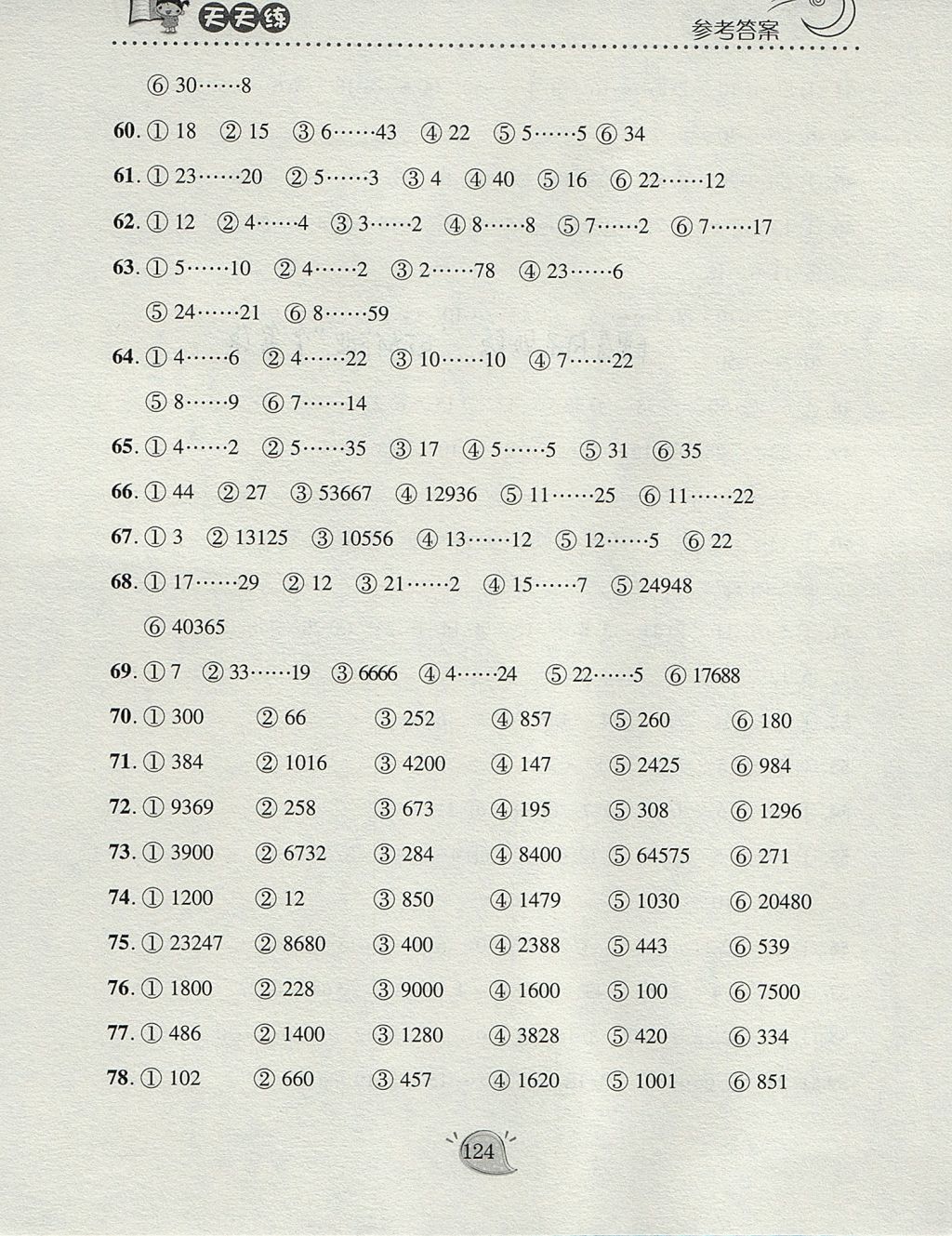 2017年豎式脫式天天練四年級(jí)數(shù)學(xué)上冊(cè)青島版 參考答案第4頁(yè)