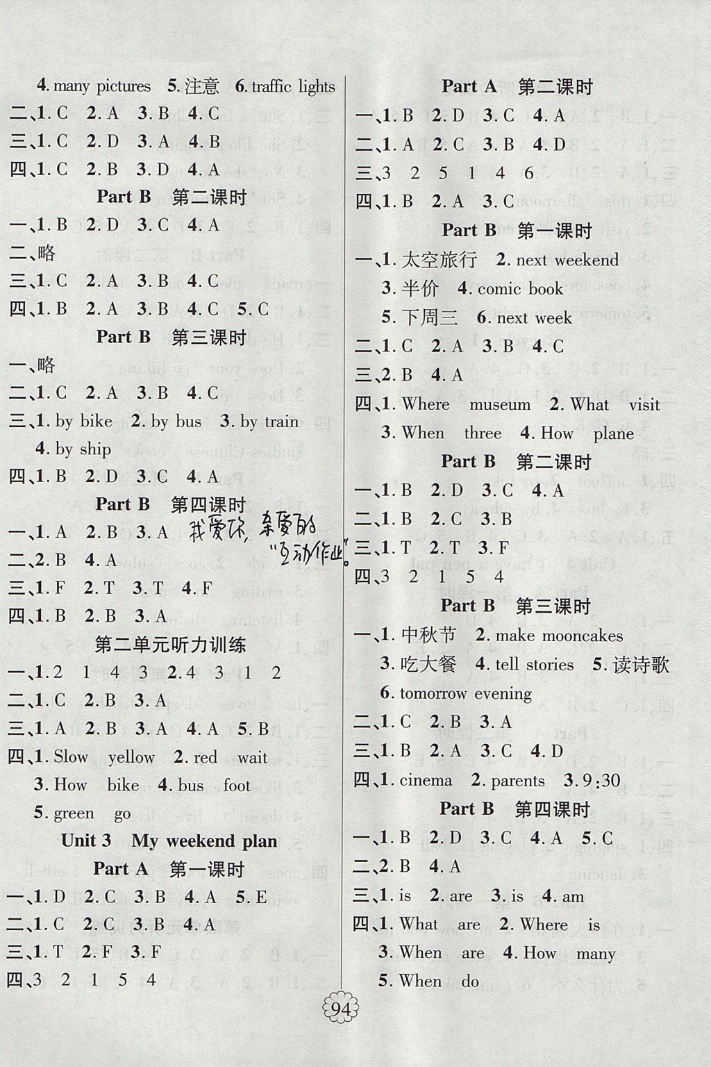 2017年暢優(yōu)新課堂六年級(jí)英語(yǔ)上冊(cè)人教PEP版 參考答案第3頁(yè)