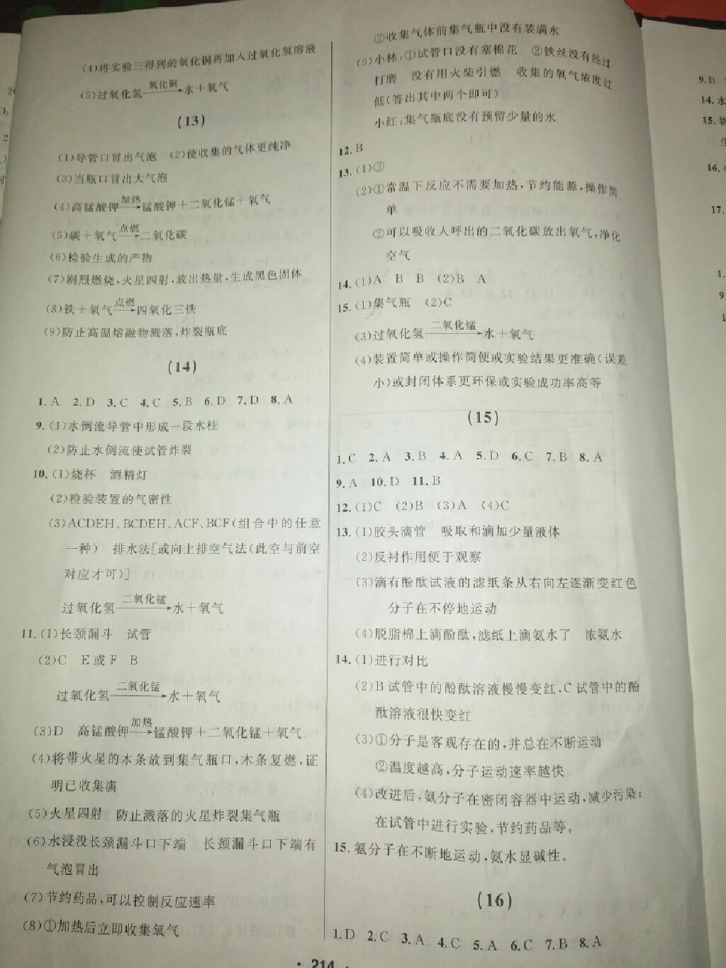 2017年試題優(yōu)化課堂同步九年級化學上冊人教版 參考答案第12頁