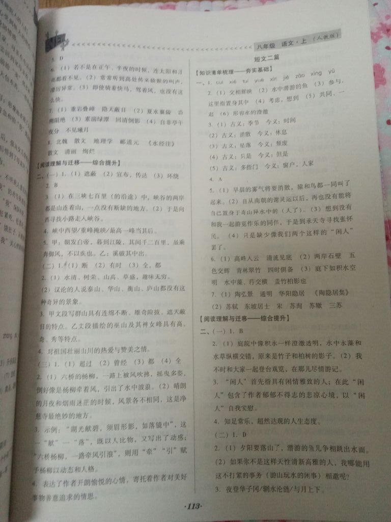 2017年全優(yōu)點(diǎn)練課計(jì)劃八年級(jí)語(yǔ)文上冊(cè)人教版 參考答案第11頁(yè)