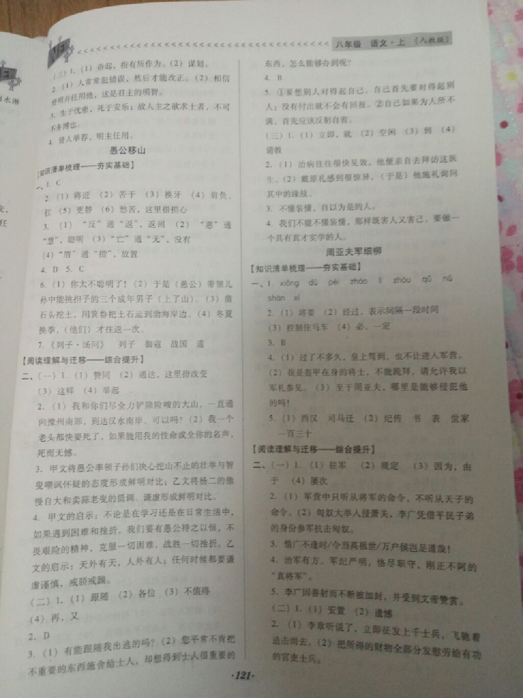 2017年全優(yōu)點(diǎn)練課計(jì)劃八年級(jí)語文上冊(cè)人教版 參考答案第3頁