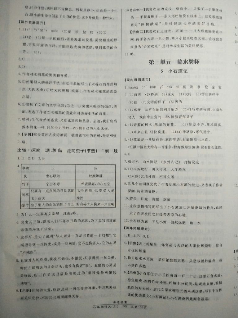 2017年高效课时通10分钟掌控课堂八年级语文上册北师大版 参考答案第14页