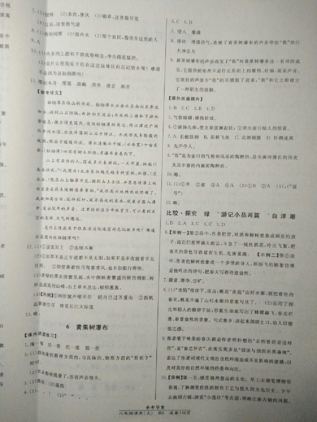 2017年高效課時(shí)通10分鐘掌控課堂八年級(jí)語(yǔ)文上冊(cè)北師大版 參考答案第13頁(yè)