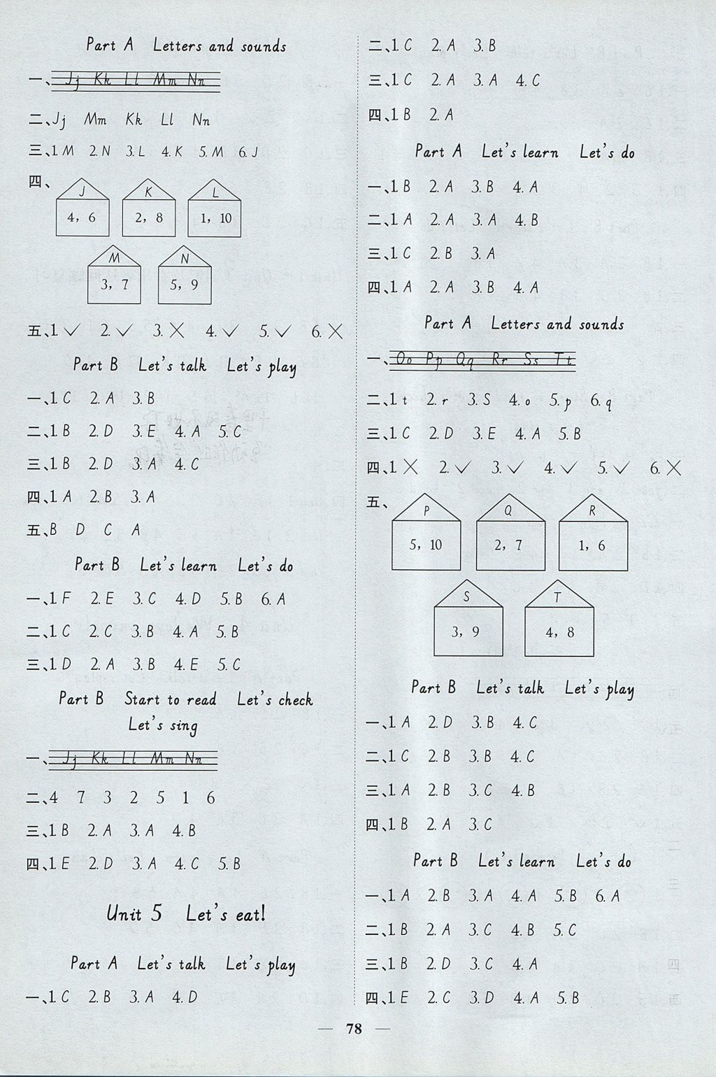 2017年陽(yáng)光同學(xué)課時(shí)優(yōu)化作業(yè)三年級(jí)英語(yǔ)上冊(cè)人教PEP版 參考答案第4頁(yè)